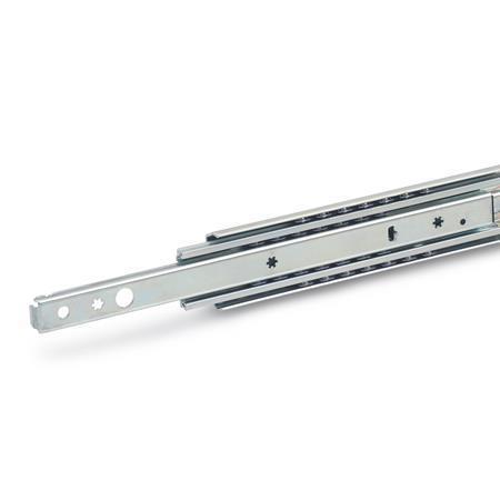 Otto Ganter Telescopic Slide with Full Extension and Dampened Self Retracting Mechanism Load Capacity up to 750 N, GN 1424